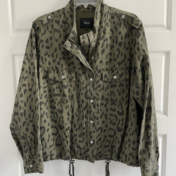 Rails Collins Linen Blend Green Leopard Utility Jacket Animal Print Size XL NWOT - Picture 3 of 16